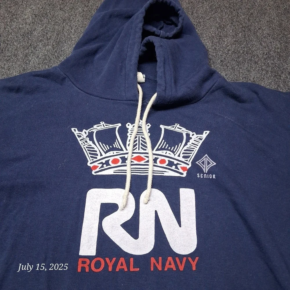 Vintage Royal Navy Hoodie by Senior Size XL Blue Sweatshirt 90s‎ Pullover